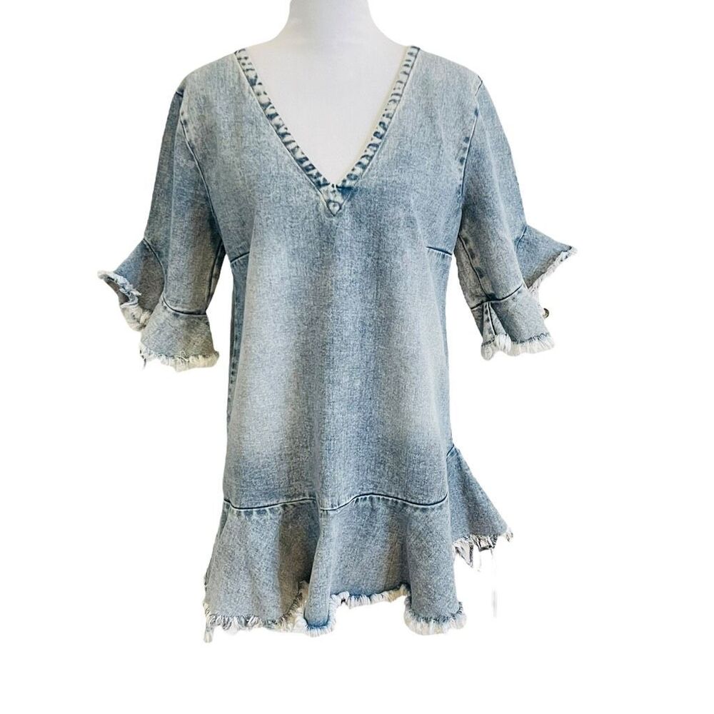 MLM Label Henri Denim Jean Dress Raw Hem Size XS